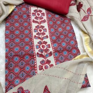 Applique Cotton Maroon Red