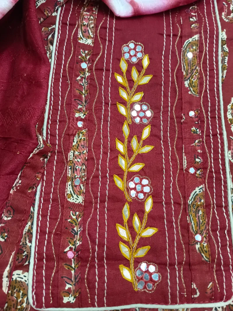 Shizuka Cotton Maroon Red - Image 2