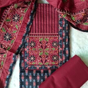 Karachi Cotton Black Unstitched Suit