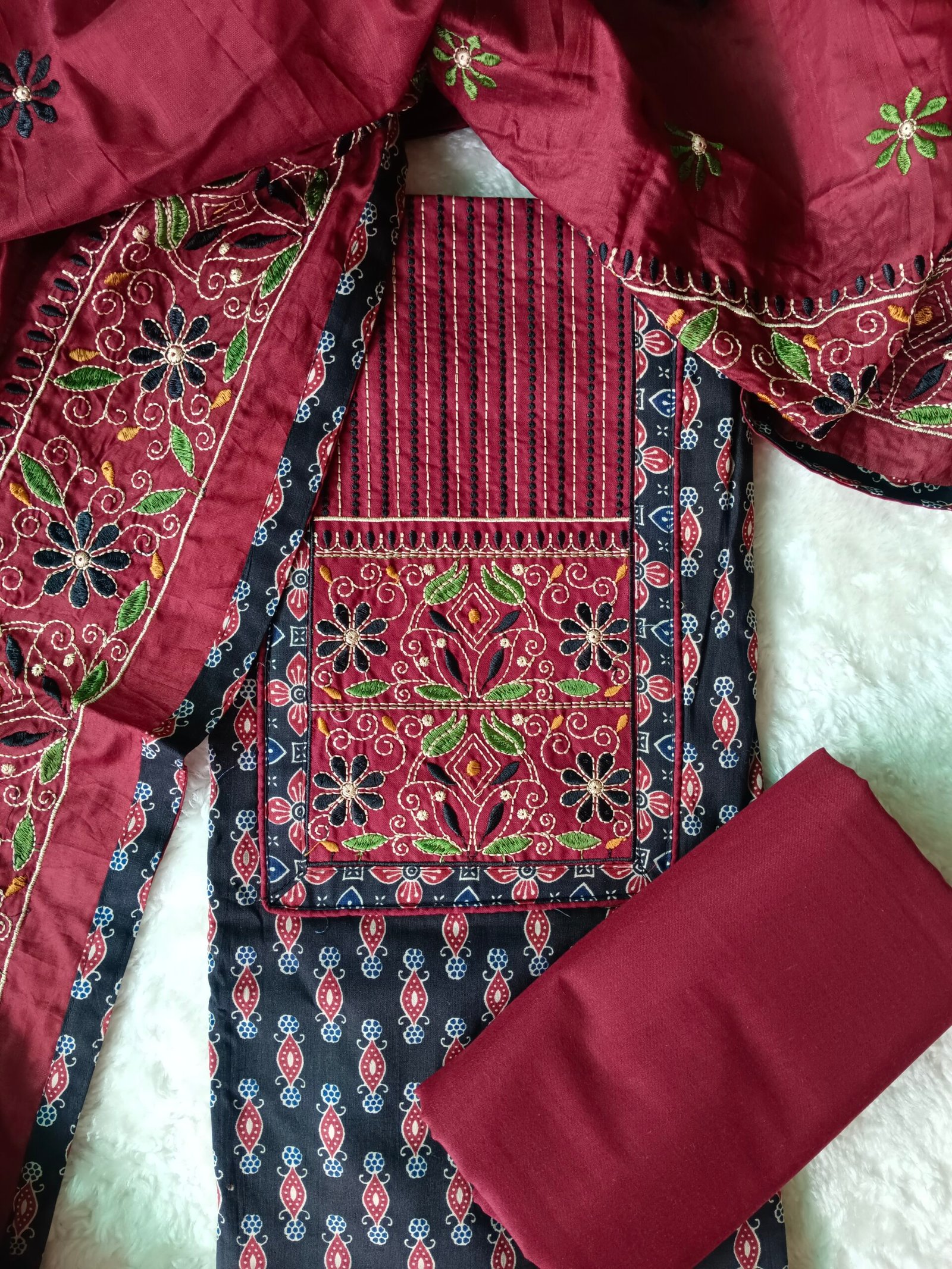 Karachi Cotton Black Unstitched Suit